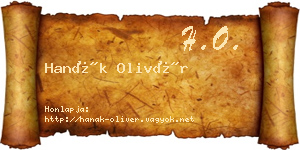Hanák Olivér névjegykártya